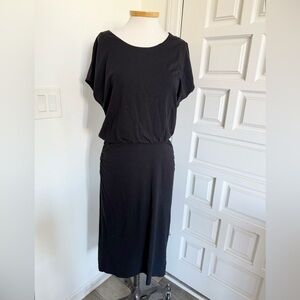 Athleta Horizons Black Midi Pullover Dress Prima Cotton Size Large